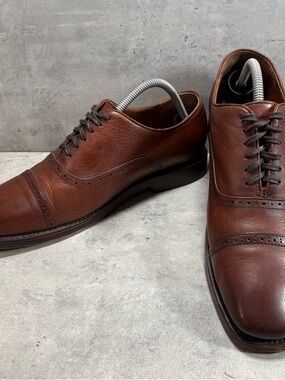 Thursday Everyday Oxford Captoe Handmade Brown Leather Dress Shoes Mens Size 9.5